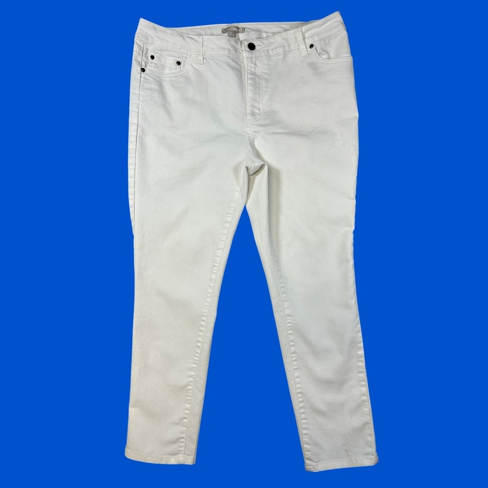 Woman Within White Stretch Denim Skinny Jeans Womens Plus 16W 5-Pocket